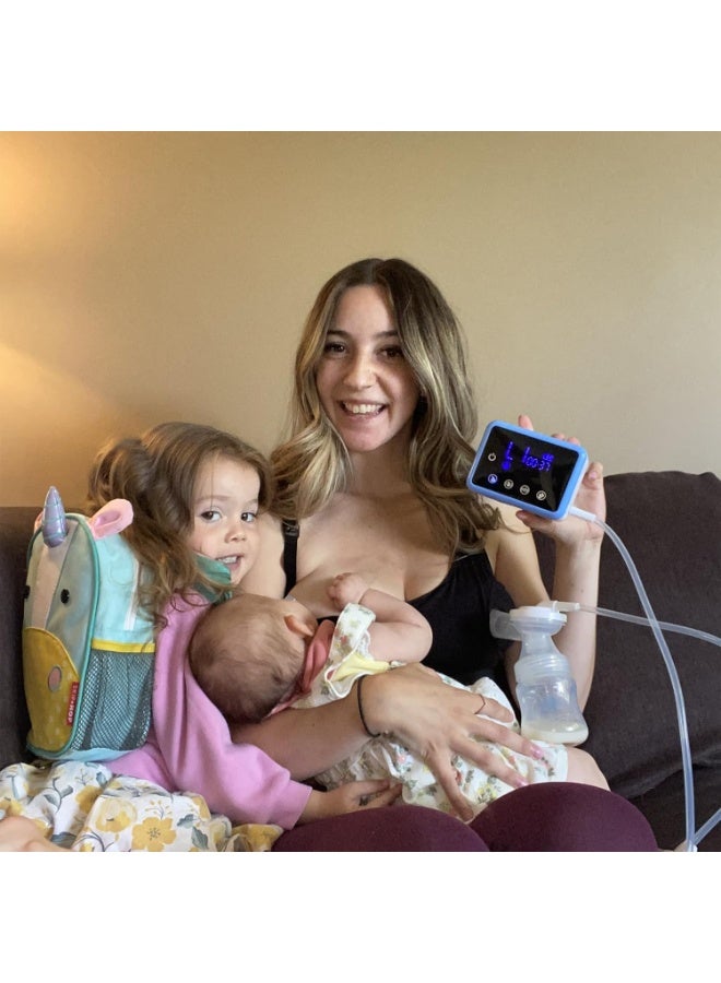 Bellababy Electric Breast Pump Double, 4 Modes & 9 Levels Efficient Suction, Touch Control LED Timer Display Rechargeable, Comes with 21mm, 24mm, 27mm Flanges, Clips and Milk Storage Bags - Image 5